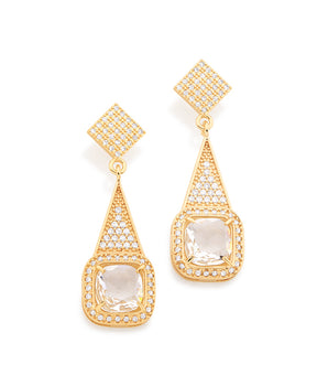 GOLD EARRING WITH CRYSTAL AND ZIRCONIA