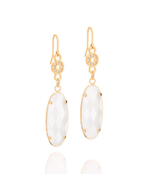 GOLD EARRING WITH CRYSTAL AND STONE