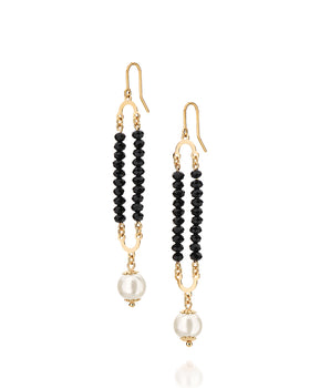 GOLD EARRING WITH PEARL AND CRYSTAL