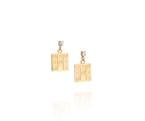 GOLD KID'S EARRING WITH CRYSTAL