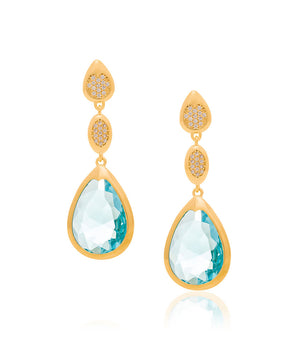 GOLD EARRING WITH CRYSTAL AND ZIRCONIA