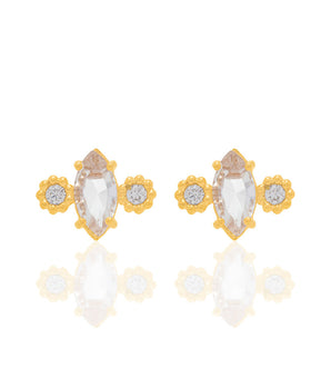 GOLD EARRING WITH CRYSTAL AND ZIRCONIA