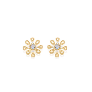 GOLD EARRING WITH CRYSTAL AND ZIRCONIA