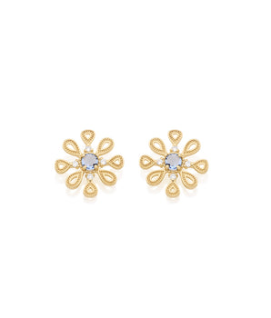 GOLD EARRING WITH CRYSTAL AND ZIRCONIA