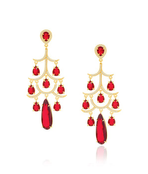 GOLD EARRING WITH CRYSTAL AND ZIRCONIA