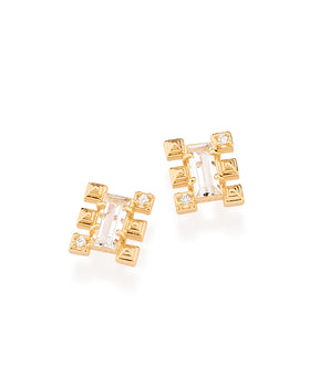 GOLD EARRING WITH CRYSTAL AND ZIRCONIA