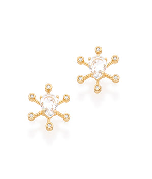 GOLD EARRING WITH CRYSTAL AND ZIRCONIA