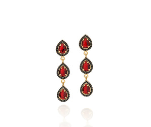 GOLD EARRING WITH ZIR BLACK, APLICATION RHODIUM BLACK AND CRISTALS