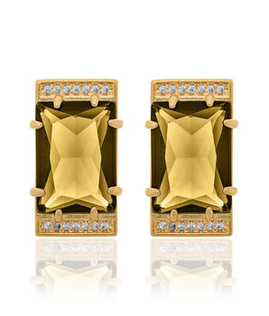 GOLD EARRING WITH CRYSTAL AND ZIRCONIA