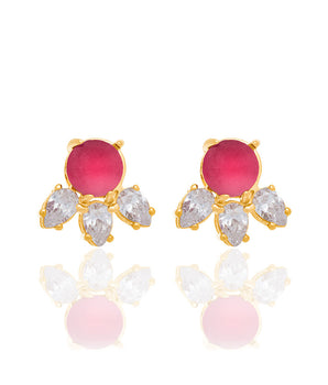 GOLD EARRING WITH CRYSTAL AND ZIRCONIA