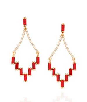 GOLD EARRING WITH CRYSTAL AND ZIRCONIA