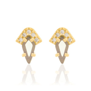 GOLD EARRING WITH CRYSTAL AND ZIRCONIA