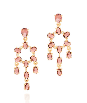 GOLD EARRING WITH CRYSTAL AND ZIRCONIA