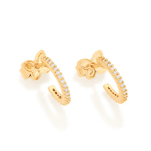 GOLD STUDDED HUGGIE EARRINGS