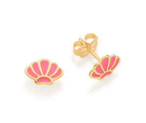 GOLD KID'S SEASHELL STUD EARRINGS