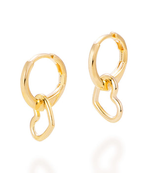 GOLD HEART HUGGIE EARRINGS