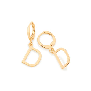 GOLD LETTER HUGGIE EARRINGS