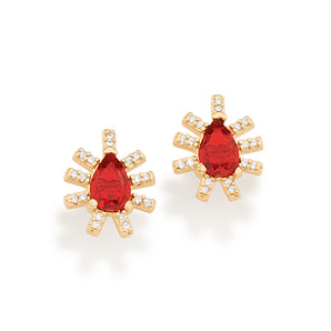 GOLD TRADITIONAL ROYALTY STUD EARRING IN GREEN