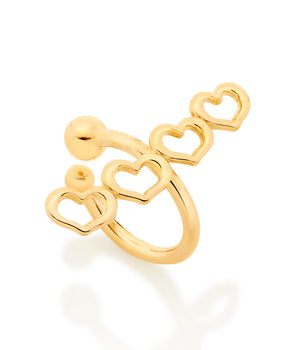 GOLD FOUR HEART EAR CUFF