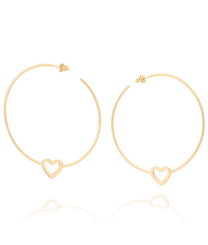 GOLD HEART MAXI HOOP EARRINGS