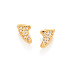 GOLD STUDDED SHARK TOOTH STUD EARRING