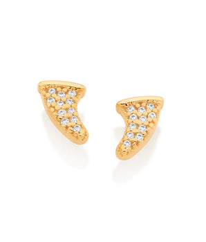 GOLD STUDDED SHARK TOOTH STUD EARRING