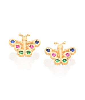 GOLD COLORFUL BUTTERFLY STUD EARRING