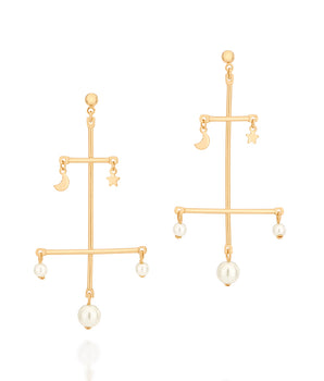 GOLD PEARL CHANDELIER EARRINGS
