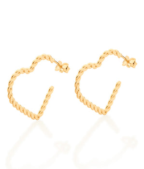 GOLD ROPE HEART MEDIUM HOOP EARRINGS