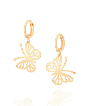 GOLD BUTTERFLY OUTLINE HUGGIE EARRINGS