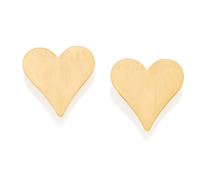 GOLD OPAQUE HEART MAXI STUD EARRINGS