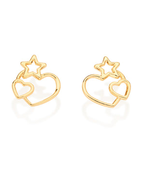 GOLD HEARTS AND STARS STUD EARRINGS