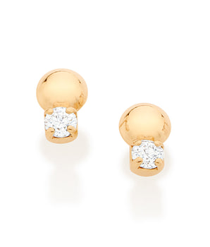 GOLD STONE AND SPHERE STUD EARRINGS IN WHITE