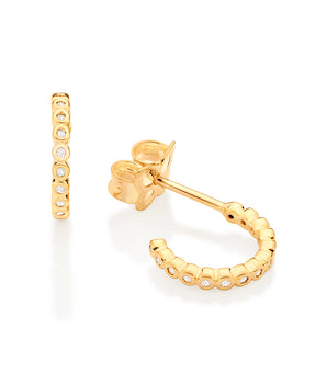 GOLD MINI STUDDED HUGGIE EARRINGS