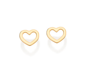 GOLD LOVE HEART STUD EARRINGS