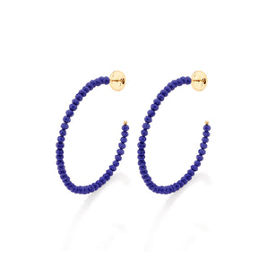 GOLD BLUE SKY BEADED HOOP EARRINGS