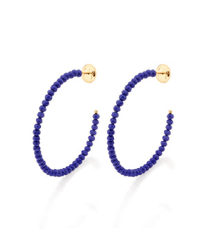 GOLD BLUE SKY BEADED HOOP EARRINGS