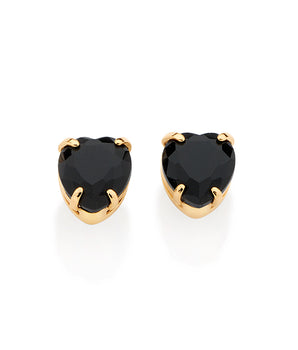 GOLD BLACK HEART STUD EARRING
