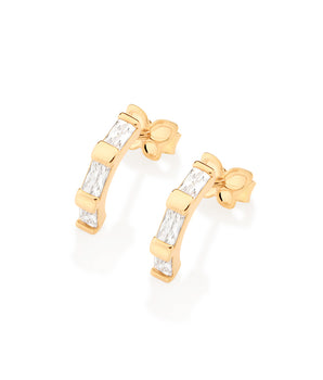 GOLD GLISTENING MORNING SMALL HOOP EARRINGS IN WHITE