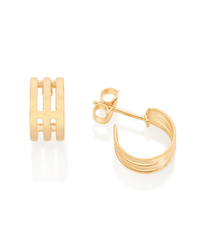 GOLD TRIPLE BAND SMALL HOOP EARRINGS