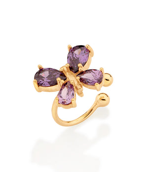 GOLD BUTTERFLY EAR CUFF IN PURPLE