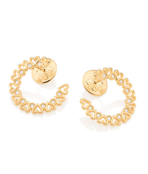 GOLD MINI HEARTS HALF HOOP EARRINGS