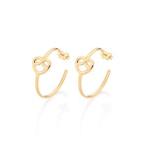 GOLD HEART KNOW HOOP EARRINGS