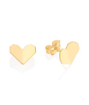GOLD ORIGAMI HEART STUD EARRINGS