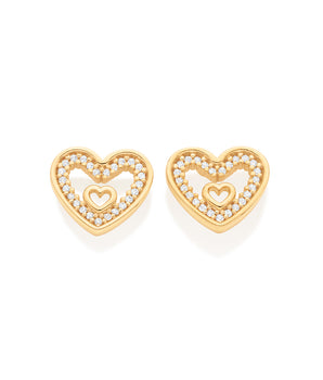 GOLD BEATING HEART STUD EARRING