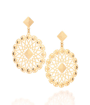 GOLD FLOWER MANDALA EARRINGS