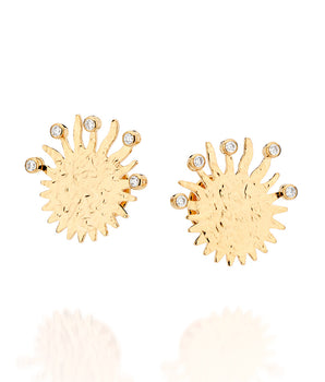 GOLD BURNING SUN STUD EARRINGS