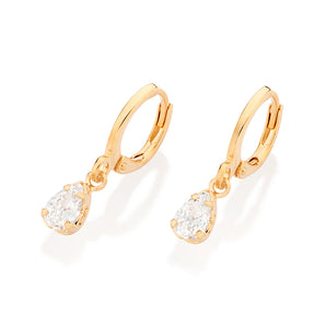 GOLD PLATED ZIRCONIA HOOP EARRINGS