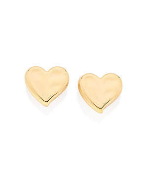 GOLD HEART BUTTON EARRINGS