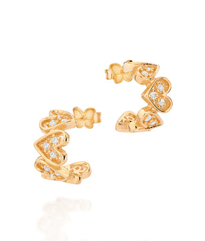 GOLD UP SIDE DOWN HEART HOOP EARRINGS